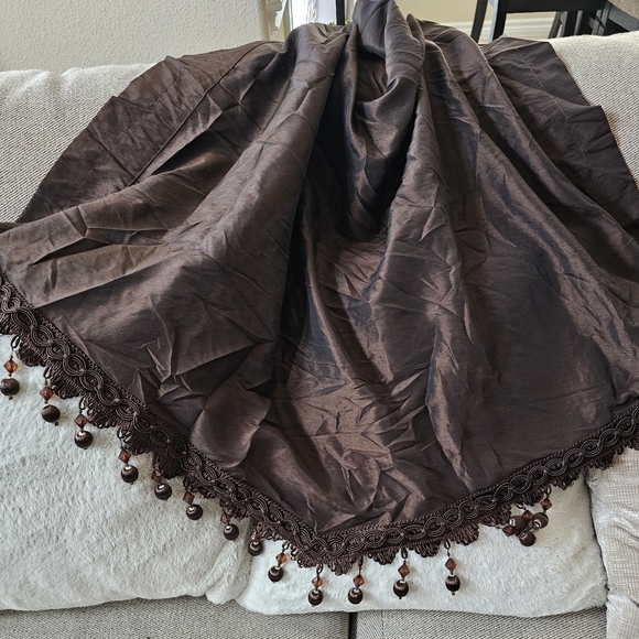 2 window panels (84long 54wide) with 3 valances with  beads - Picture 4 of 4